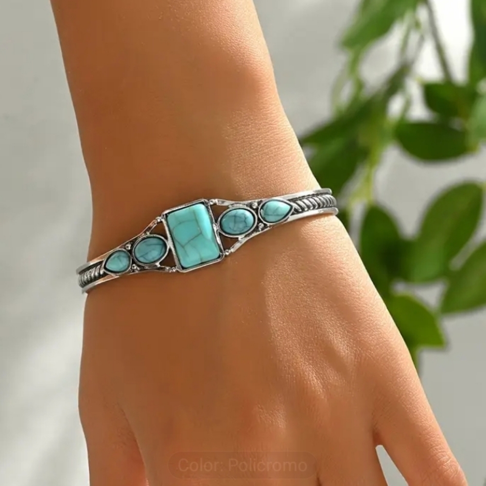 NEW! Turquoise Sterling Silver Plated Cuff Bracelet